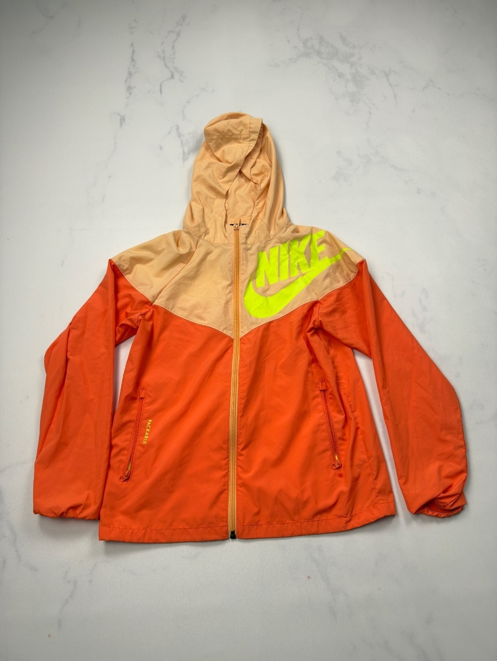 Nike Windbreaker Jacket Orange Peach Loose Fit - Kids M